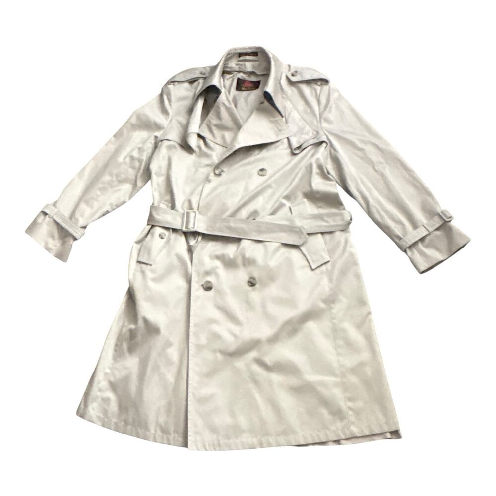 Dunshire Beige Double Breasted Belted Trench Coat Men's 40R Zip Out Liner